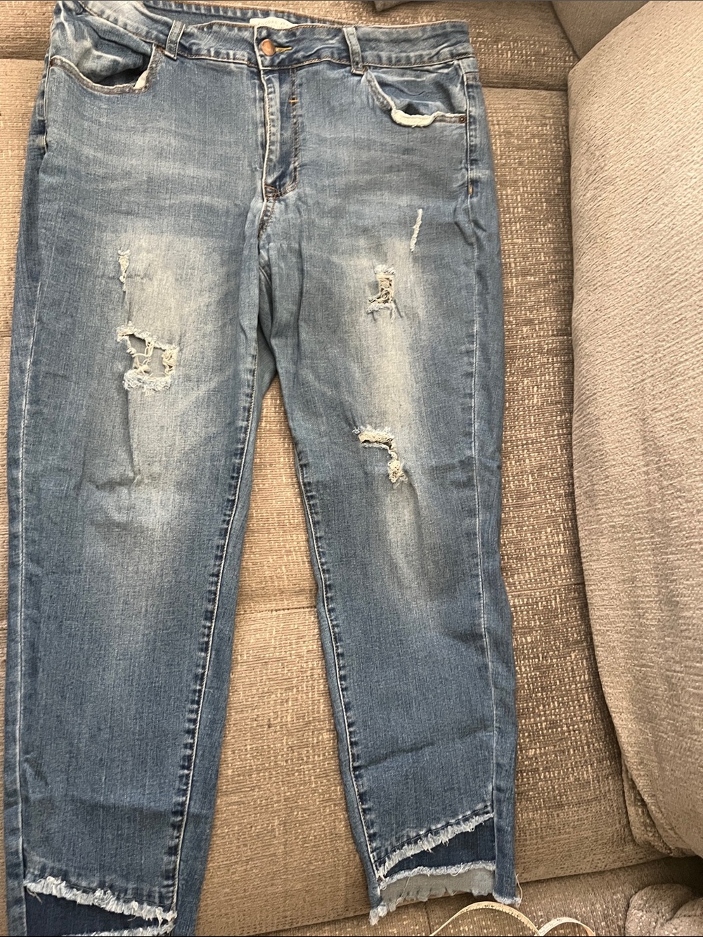 Encore Jeans Light Blue Straight Leg Distressed Jeans. P14